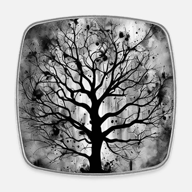 Encre d’arbre noir - Magnet carré - blanc