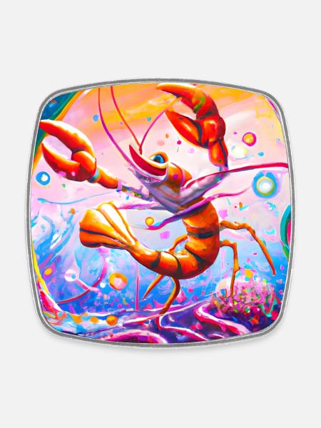 Dancing prawn - Square fridge magnet - white