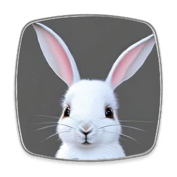 Süßer Weißer Hase Osterhase - Viereckiger Kühlschrankmagnet - Weiß - Vorne
