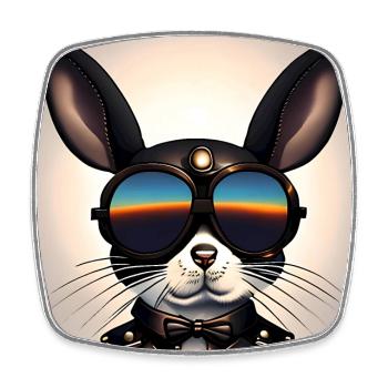 Verrückter Hase Osterhase Sonnenbrille Brille - Viereckiger Kühlschrankmagnet - Weiß - Vorne