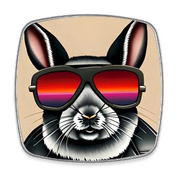 Biker Hase Osterhase Sonnenbrille Lederjacke - Viereckiger Kühlschrankmagnet - Weiß - Vorne