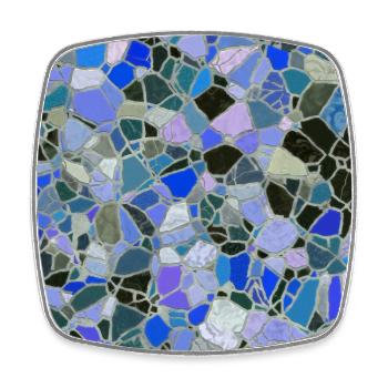 Mosaik, Fliesen (Muster, Blau) - Viereckiger Kühlschrankmagnet - Weiß - Vorne