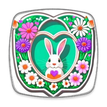 Osterhase Oster Hase Blumen - Viereckiger Kühlschrankmagnet - Weiß - Vorne