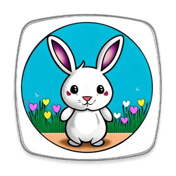 Kleiner Hase Osterhase - Viereckiger Kühlschrankmagnet - Weiß - Vorne
