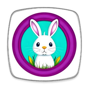 Hase Weiss lila Osterhase - Viereckiger Kühlschrankmagnet - Weiß - Vorne