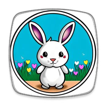 Lapin de Pâques mignon - Magnet carré - blanc - Devant