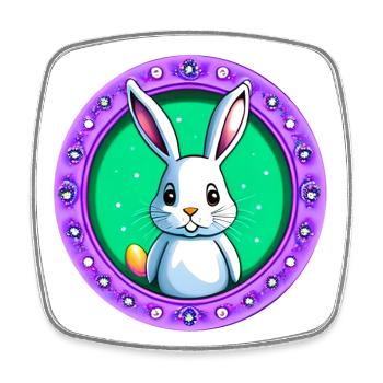 Kleines Häschen Osterhase - Viereckiger Kühlschrankmagnet - Weiß - Vorne