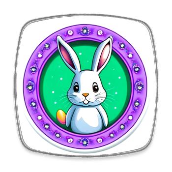 Supersüßer Osterhase - Viereckiger Kühlschrankmagnet - Weiß - Vorne