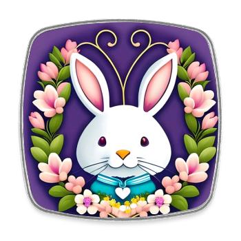 Blumenkranz Osterblumen Frühling Osterhase - Viereckiger Kühlschrankmagnet - Weiß - Vorne