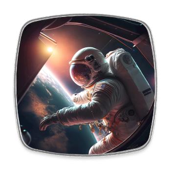 Astronaut auf einem gefährlichen Weltraumspaziergang - Viereckiger Kühlschrankmagnet - Weiß - Vorne