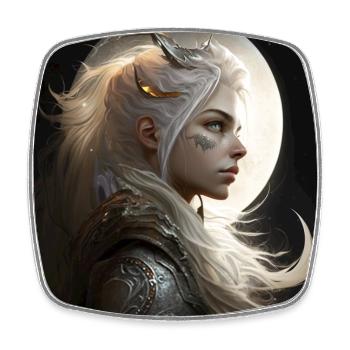 Woman Dragon T-Shirt Design Original Mystisch - Viereckiger Kühlschrankmagnet - Weiß - Vorne