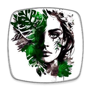 Belles plantes dame comme croquis à l’encre - Magnet carré - blanc - Devant