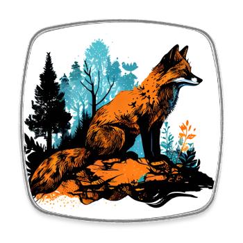 Cooles Fuchs Aquarell im Wald - Street Art - Viereckiger Kühlschrankmagnet - Weiß - Vorne