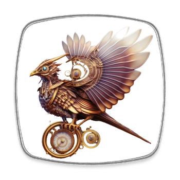 Steampunk Series: The Steambird 1 - Viereckiger Kühlschrankmagnet - Weiß - Vorne