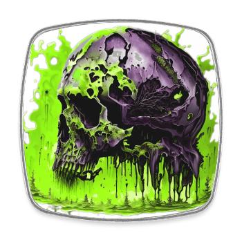 Gruseliger Helloween Schädel Skull - Viereckiger Kühlschrankmagnet - Weiß - Vorne
