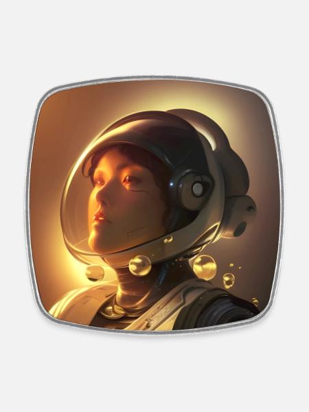 Astronaut Terry - Square fridge magnet - white