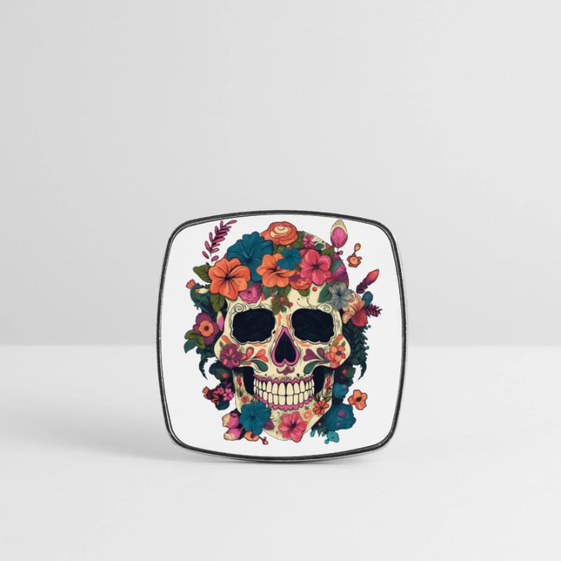 Crâne composé de fleur Magnet carré
