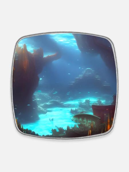 Underwater 01 - Square fridge magnet - white
