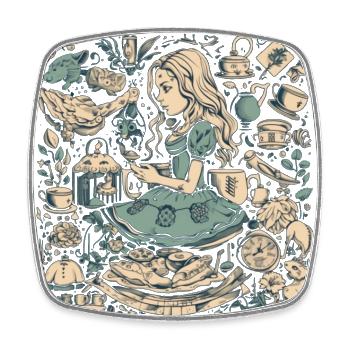 Dessin moderne d’Alice au pays des merveilles - Magnet carré - blanc - Devant