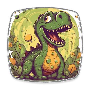 Cute dino in green, cute dinosaur motif - Square fridge magnet - white - Front