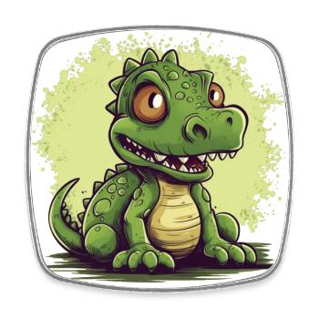 Cute dino in green, cute dinosaur motif - Square fridge magnet - white - Front