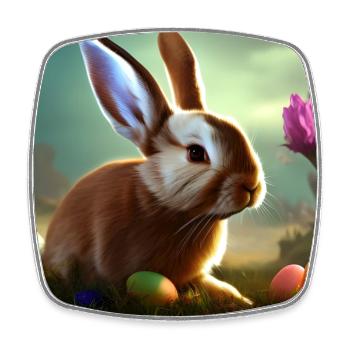 Osterhase_01 - Square fridge magnet - white - Front