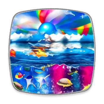 children having good time during summer holidays a - Square fridge magnet - white - Front