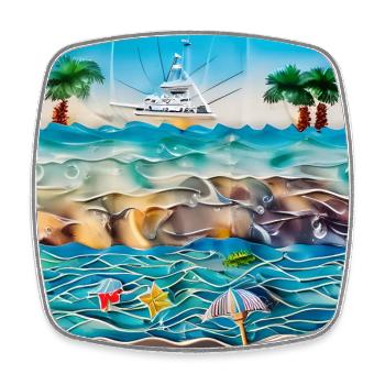 Journée ensoleillée au bord de la mer - Magnet carré - blanc - Devant