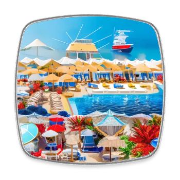 Sonniger Urlaub am Meer verbringen - Viereckiger Kühlschrankmagnet - Weiß - Vorne