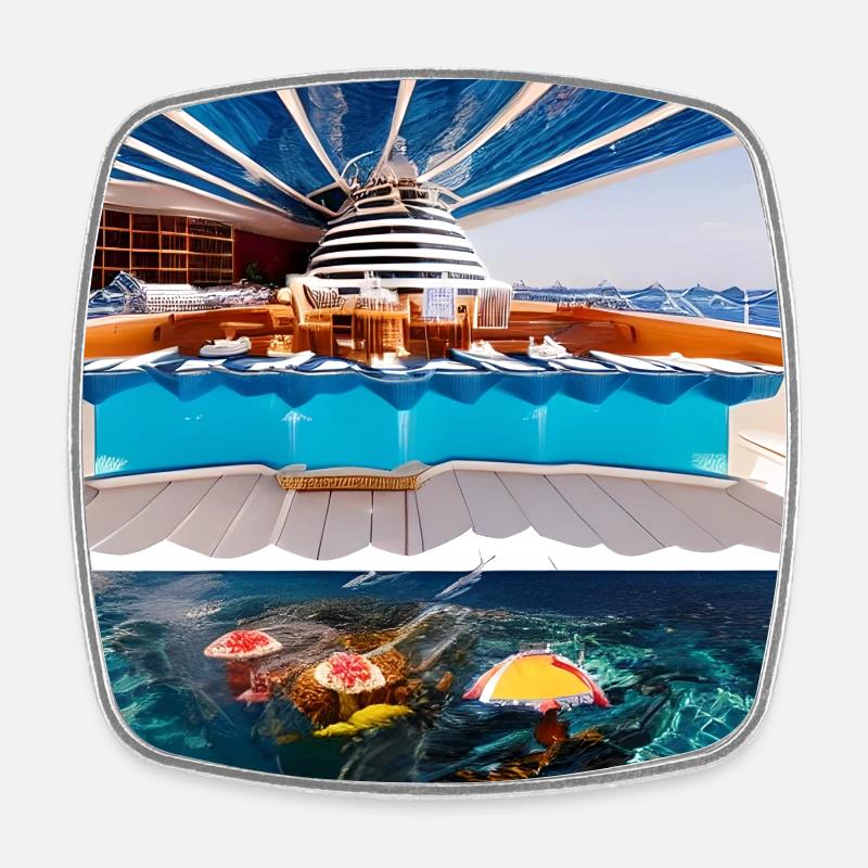 vacation at sea - Square fridge magnet - white