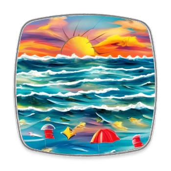 Sommer mit den Eltern am Meer - Viereckiger Kühlschrankmagnet - Weiß - Vorne