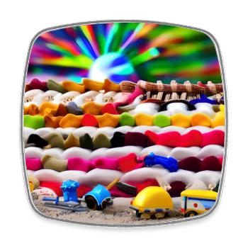toys at sunny sea shore - Square fridge magnet - white - Front