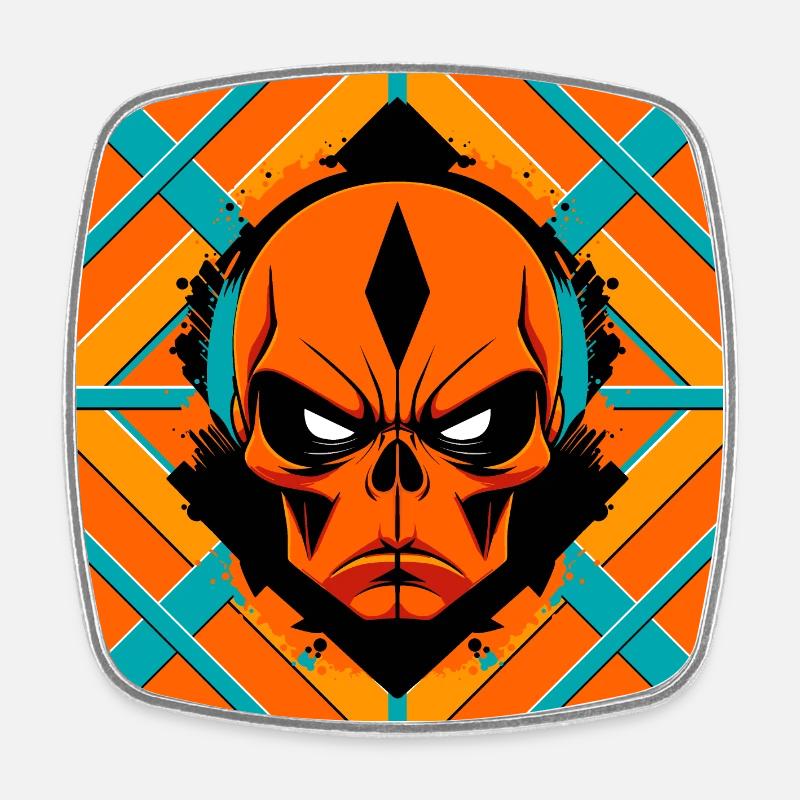 Alien Skull - Square fridge magnet - white
