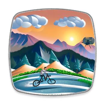bicycle in sunny mountains - Square fridge magnet - white - Front