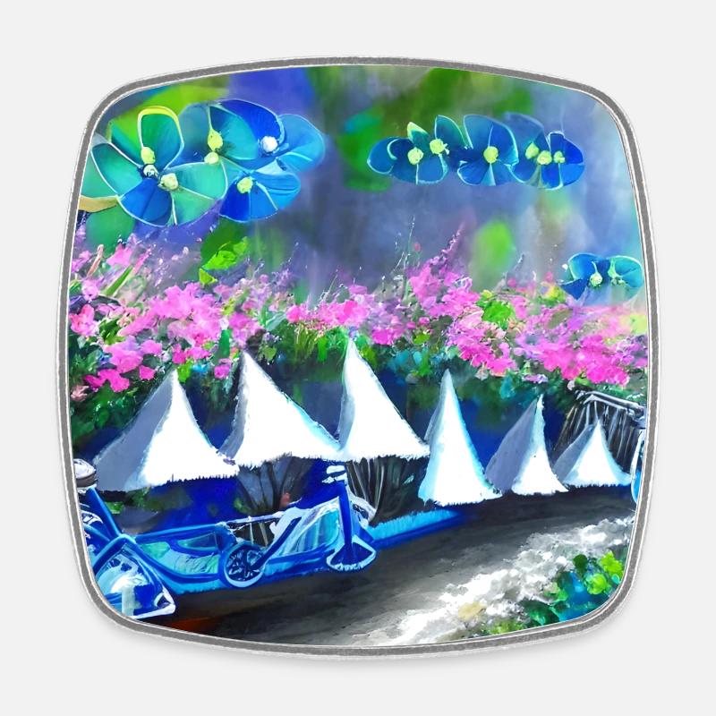 bicycle in spring mountains - Square fridge magnet - white