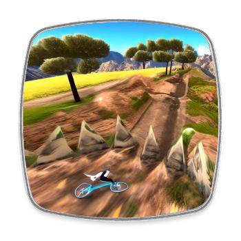 biking through sunny mountains - Square fridge magnet - white - Front