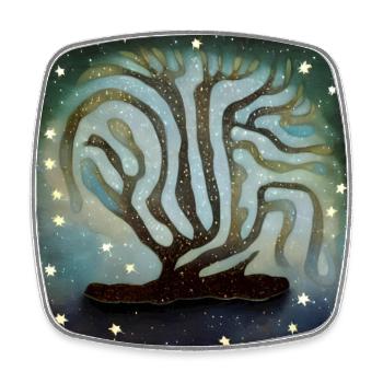 Alter Baum in den Sternen - Viereckiger Kühlschrankmagnet - Weiß - Vorne
