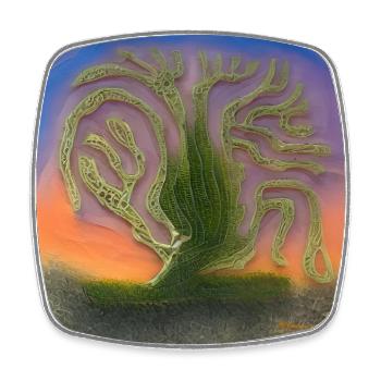 Alter Baum an einem sonnigen Tag - Viereckiger Kühlschrankmagnet - Weiß - Vorne