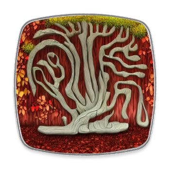 Alter Baum im Herbst - Viereckiger Kühlschrankmagnet - Weiß - Vorne