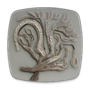 Alter blühender Baum - Viereckiger Kühlschrankmagnet - Weiß - Vorne