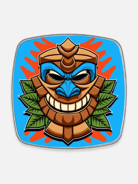 Tiki Statue - Square fridge magnet - white