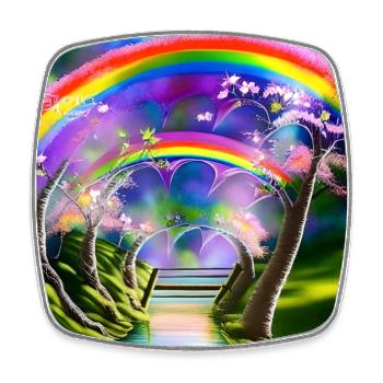 Arc-en-ciel au printemps - Magnet carré - blanc - Devant