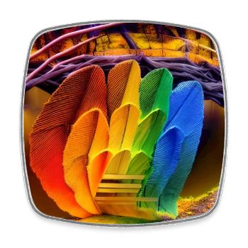 rainbow in autumn - Square fridge magnet - white - Front
