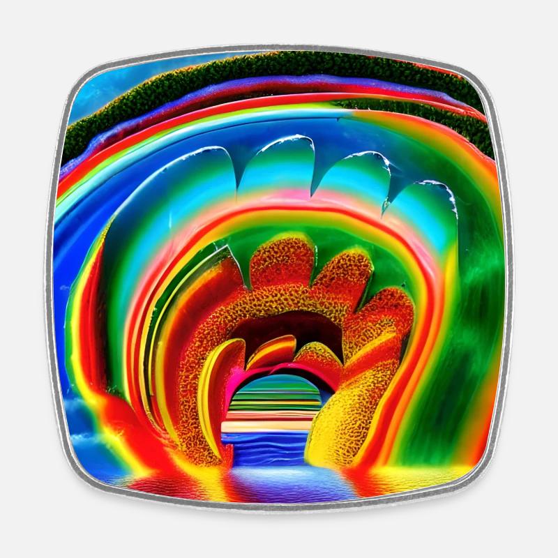 sunny day rainbow - Square fridge magnet - white