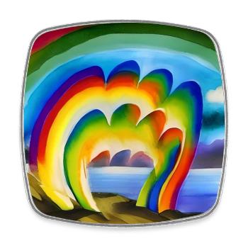 rainbow for artists with great sun above - Square fridge magnet - white - Front