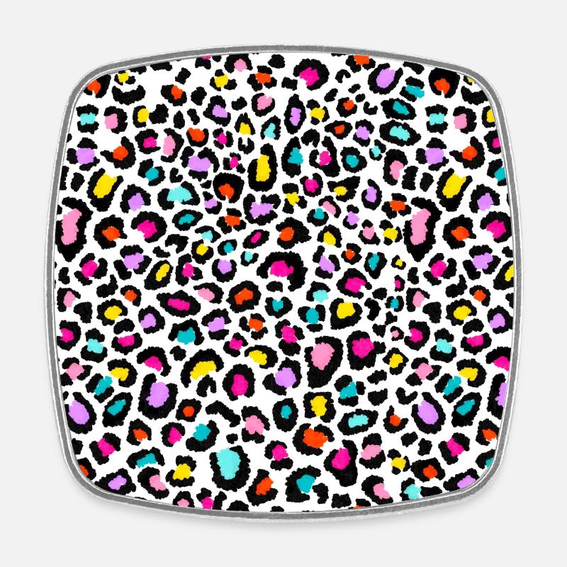Regenbogen Leopard Geschenkmuster - Viereckiger Kühlschrankmagnet - Weiß