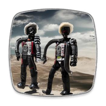men in cyber world - Square fridge magnet - white - Front