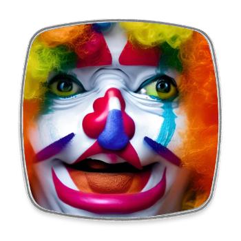 Clown-Gesicht - Viereckiger Kühlschrankmagnet - Weiß - Vorne