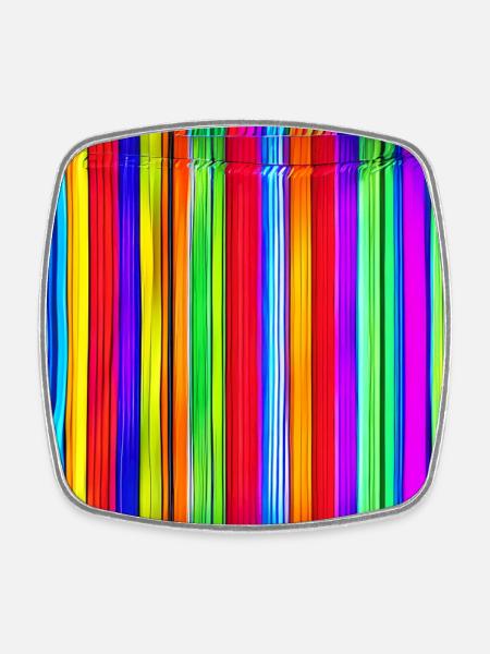 fines bandes verticales de couleurs folles - Magnet carré - blanc