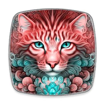 Psychedelischer Katzengeist. - Viereckiger Kühlschrankmagnet - Weiß - Vorne